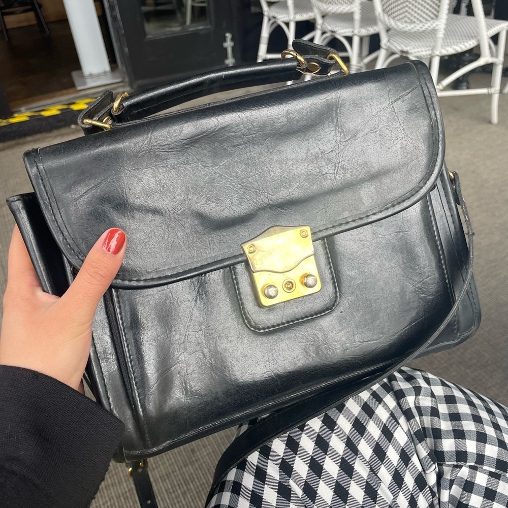 Vintage black top handle crossbody bag